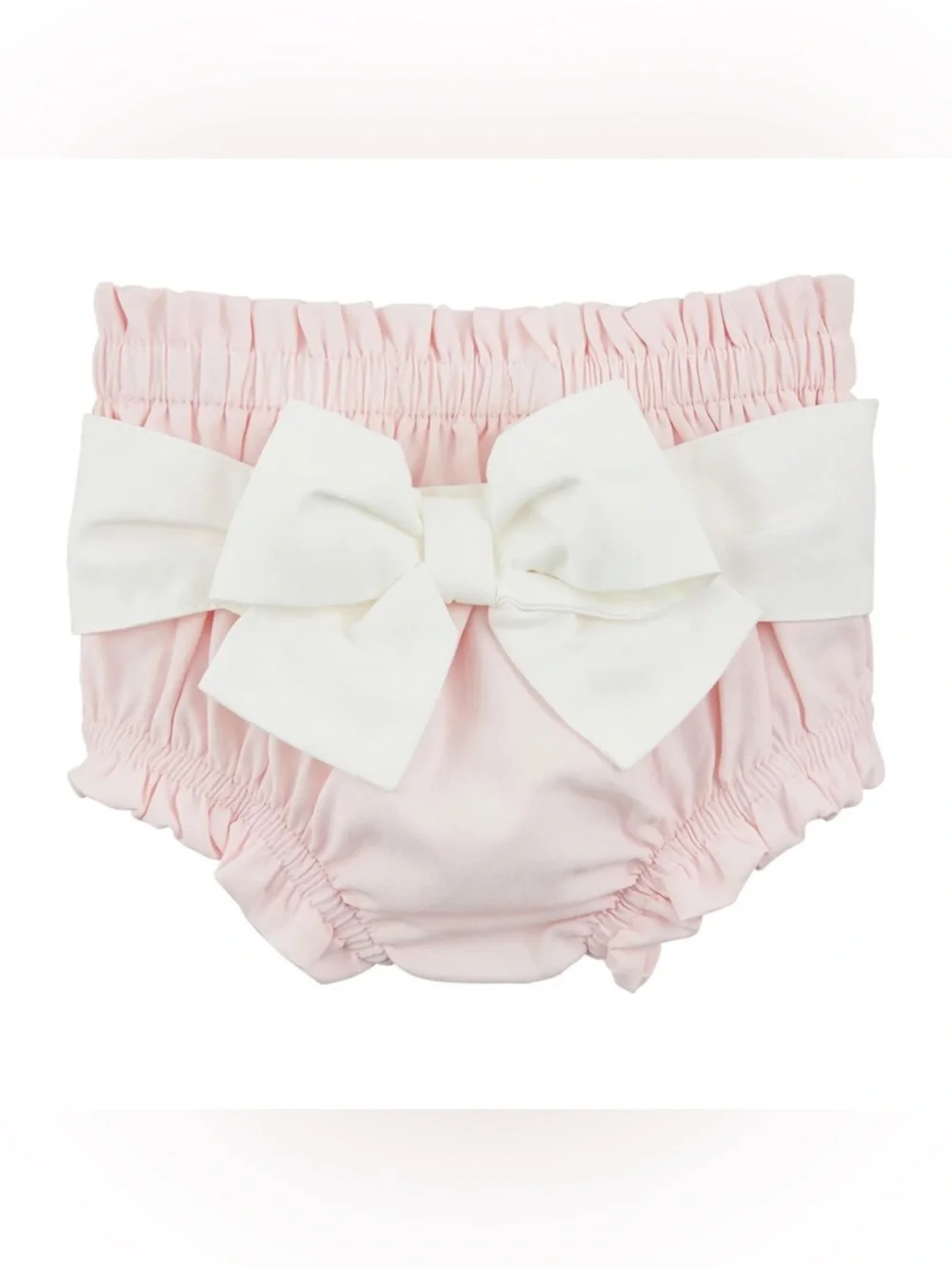 Mud Pie Pale Pink Diaper Cover with White Bow 3-6M
